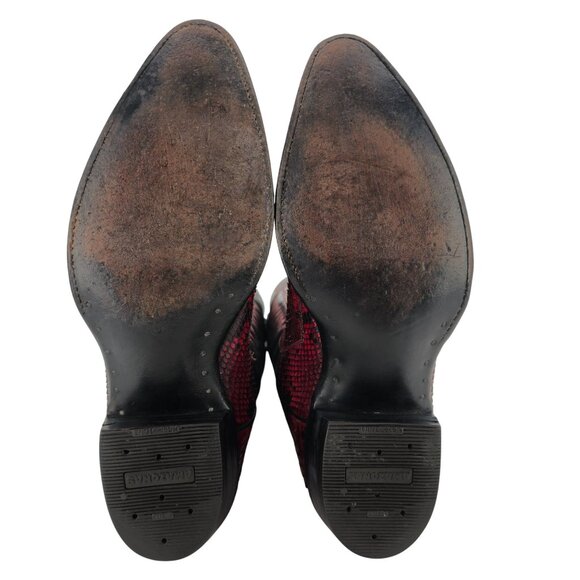 Vintage Mens size 11.5D Red Python Exotic Snakeskin Leather Cowboy Western Boots - Picture 10 of 16